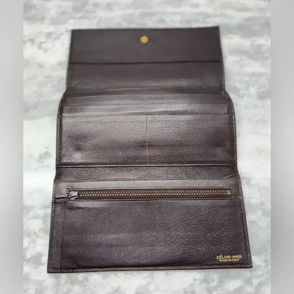 Rare Vintage Celine Horse & Carriage Wallet 1970s Pre-LVMH Italy Brown Leather - Picture 3 of 8